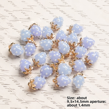 X2442 Cute Rhinestone Pearl 3D Strawberry Pendants, Large & Medium Size, DIY Handmade Accessories for Bracelets, Necklaces, Earrings & Phone Charms