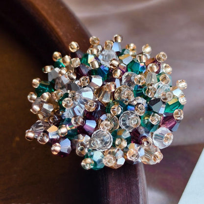 X2413 Hand Wrapped Crystal Glass Beaded Flower Brooch Core, DIY Craft Accessories Materials for Handmade Bracelet Necklace Earring Jewelry Making Supplies