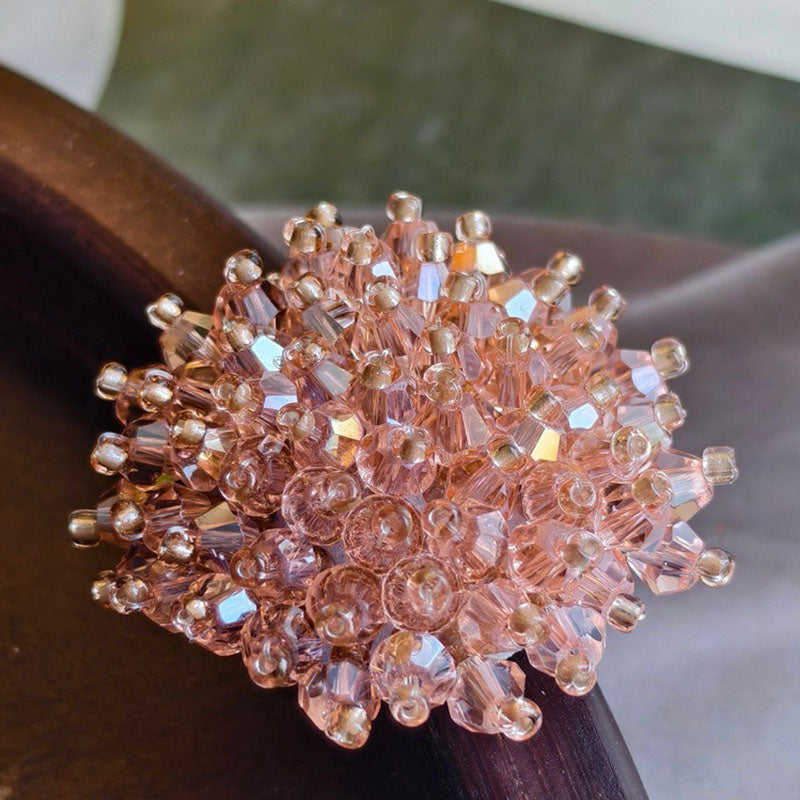 X2413 Hand Wrapped Crystal Glass Beaded Flower Brooch Core, DIY Craft Accessories Materials for Handmade Bracelet Necklace Earring Jewelry Making Supplies