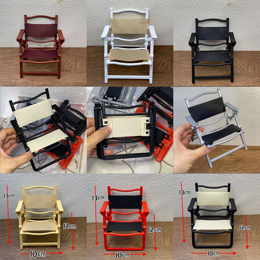 BJD465 30 Days Pre-order Handmade 1/6 Mini Foldable Camping Chair, Portable Outdoor Vacation Diorama Prop for OB22 OB24 BJD Blythe Doll, Dollhouse Photo Shooting Background Decor