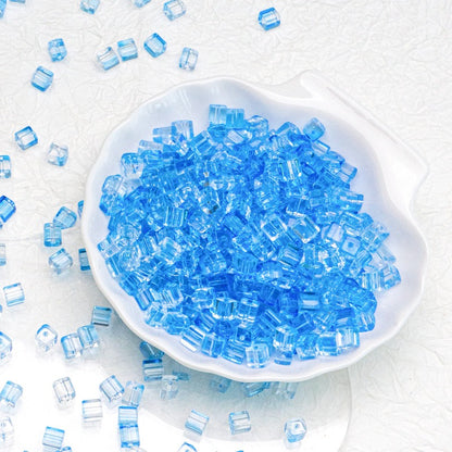 TK187 About 50pcs 7mm square sugar crystal clear glass beads, transparent matte beads, handcrafted DIY jewelry, handcrafted bracelet, necklace, earrings, accessory materials