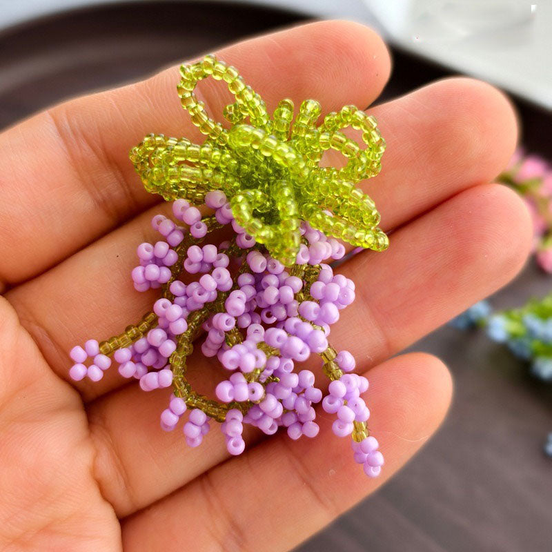 X2414  Asymmetric Contrast Color Beach Style Flower Earrings Charms, Multi Hand Woven Grape Flower Bead Strand DIY Craft Materials for Handmade Bracelet Necklace Earring Jewelry Making Supplies