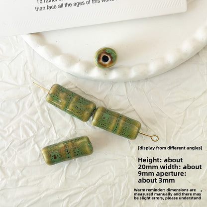 X2298 2Pcs Green Ceramic Beads, Cube Star Rose Butterfly Pumpkin Shell Heart & Round Shapes, Irregular Straight Hole Spacer Beads for DIY Bracelet Necklace Jewelry Making