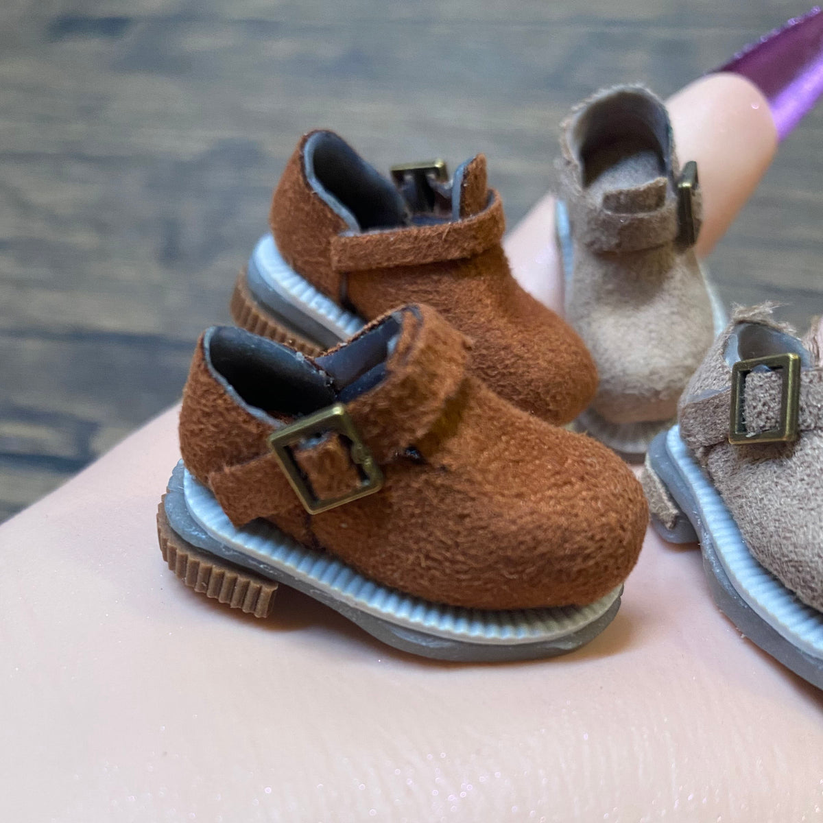 BJD621 20 Days Pre‑order  Handmade Clay Doll Shoes for OB22 OB24 BJD Blythe Azone, Suede Upper Slip-On Birken Style Shoes with Insoles, Customizable, Worldwide Shipping
