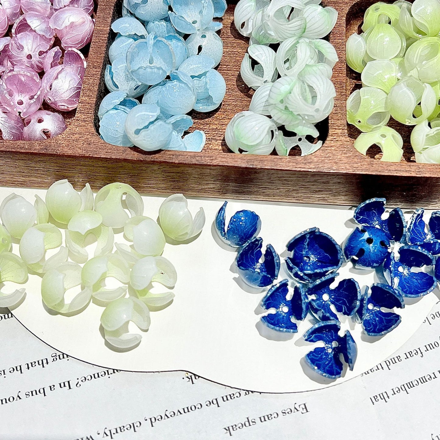 X2301 Resin Heat Shrink Bell Orchid Bud & Petal Charms, DIY Accessories for Bracelet Necklace Earring Making