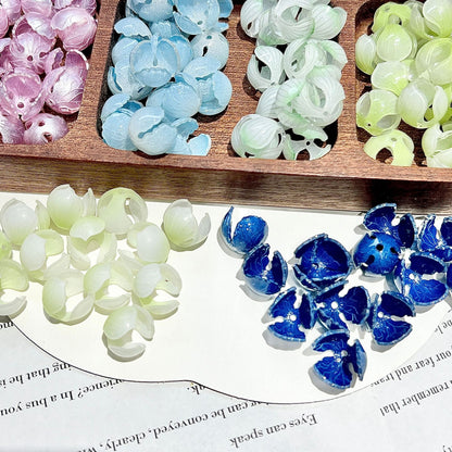X2301 Resin Heat Shrink Bell Orchid Bud & Petal Charms, DIY Accessories for Bracelet Necklace Earring Making