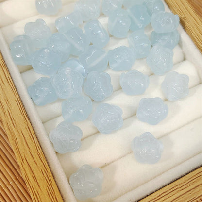 TK43 2pcs New Chinese resin imitation jade lotus double-about three DIY handmade necklace white jade jewelry pendant accessory