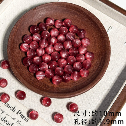 TK18 10Pcs 10mm Cat Eye Gradient Multicolor Round Acrylic Beads, DIY Handmade Bracelet Necklace Jewelry Making Accessories