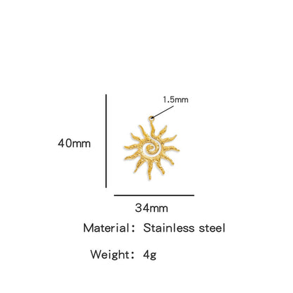 X2011  Stainless Steel Sun &amp; Flower Charms, Gold/Silver Plated Pendants for DIY Jewelry Making