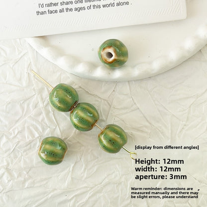 X2298 2Pcs Green Ceramic Beads, Cube Star Rose Butterfly Pumpkin Shell Heart & Round Shapes, Irregular Straight Hole Spacer Beads for DIY Bracelet Necklace Jewelry Making