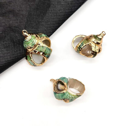 X2293 Natural sea shell with gold-gilded edges pendant for DIY handmade bracelet, necklace, earrings or other decorative accessories. Material: Natural sea shell