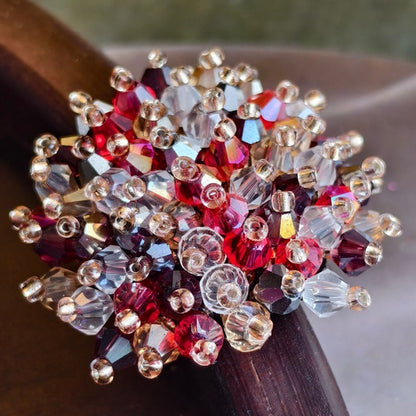 X2413 Hand Wrapped Crystal Glass Beaded Flower Brooch Core, DIY Craft Accessories Materials for Handmade Bracelet Necklace Earring Jewelry Making Supplies