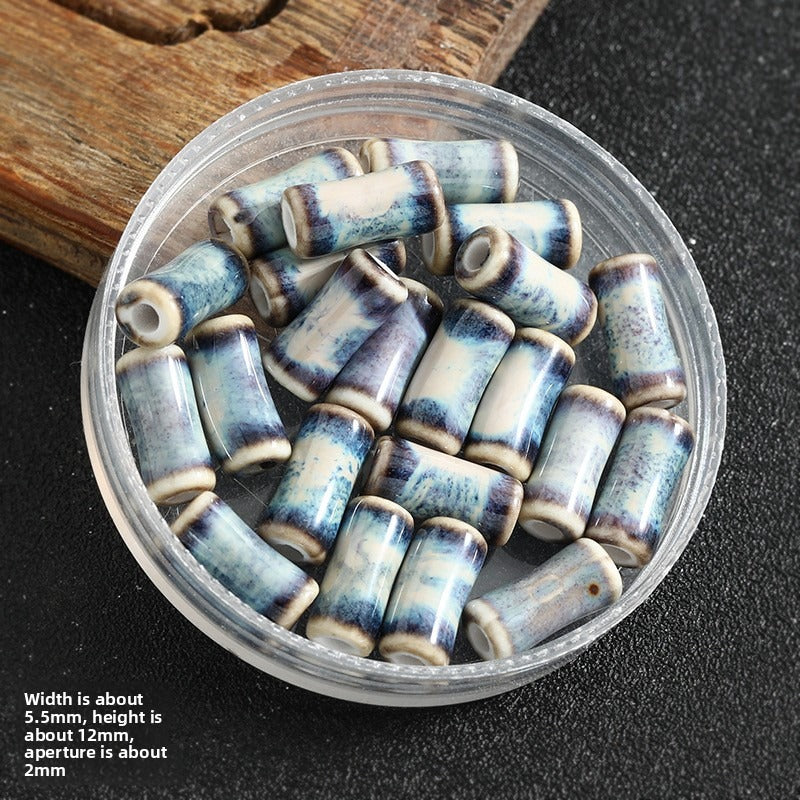 TK172 5Pcs Each pack contains 5 ceramic beads. Colorful High-Temperature Ceramic Bamboo Joint Tube Pearl Beads DIY Handmade Bracelet Necklace Earrings Jewelry Making Accessories Craft Supplies
