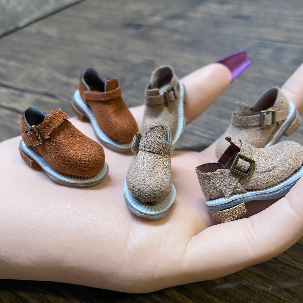 BJD621 20 Days Pre‑order  Handmade Clay Doll Shoes for OB22 OB24 BJD Blythe Azone, Suede Upper Slip-On Birken Style Shoes with Insoles, Customizable, Worldwide Shipping