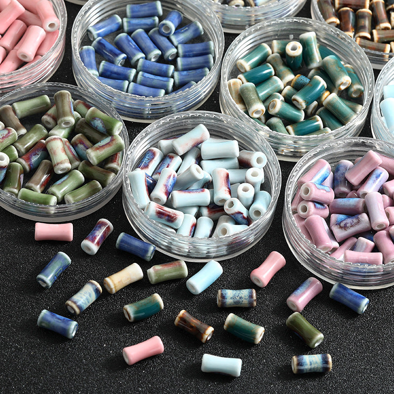TK172 5Pcs Each pack contains 5 ceramic beads. Colorful High-Temperature Ceramic Bamboo Joint Tube Pearl Beads DIY Handmade Bracelet Necklace Earrings Jewelry Making Accessories Craft Supplies