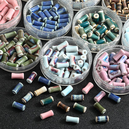 TK172 5Pcs Each pack contains 5 ceramic beads. Colorful High-Temperature Ceramic Bamboo Joint Tube Pearl Beads DIY Handmade Bracelet Necklace Earrings Jewelry Making Accessories Craft Supplies