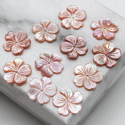 X2426 15/18/20mm mother-of-pearl powder shell five-petal cherry blossom DIY handmade bracelet, necklace, hairpin, hair accessory, clothing accessory, jewelry component material