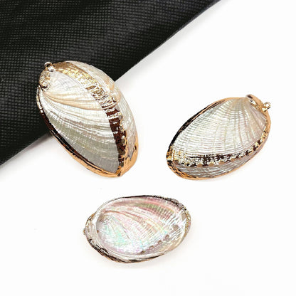 X2293 Natural sea shell with gold-gilded edges pendant for DIY handmade bracelet, necklace, earrings or other decorative accessories. Material: Natural sea shell