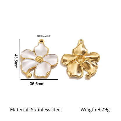 X2429 Luxury Minimalist Stainless Steel White Pearl Butterfly Flower Pendant, Handmade DIY Jewelry Making Supplies for Necklace Accessories