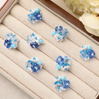 X2325 Lily Blue Small Flower Pearl Disc Brooch DIY Jewelry Making Supplies for Bracelet Necklace Earrings