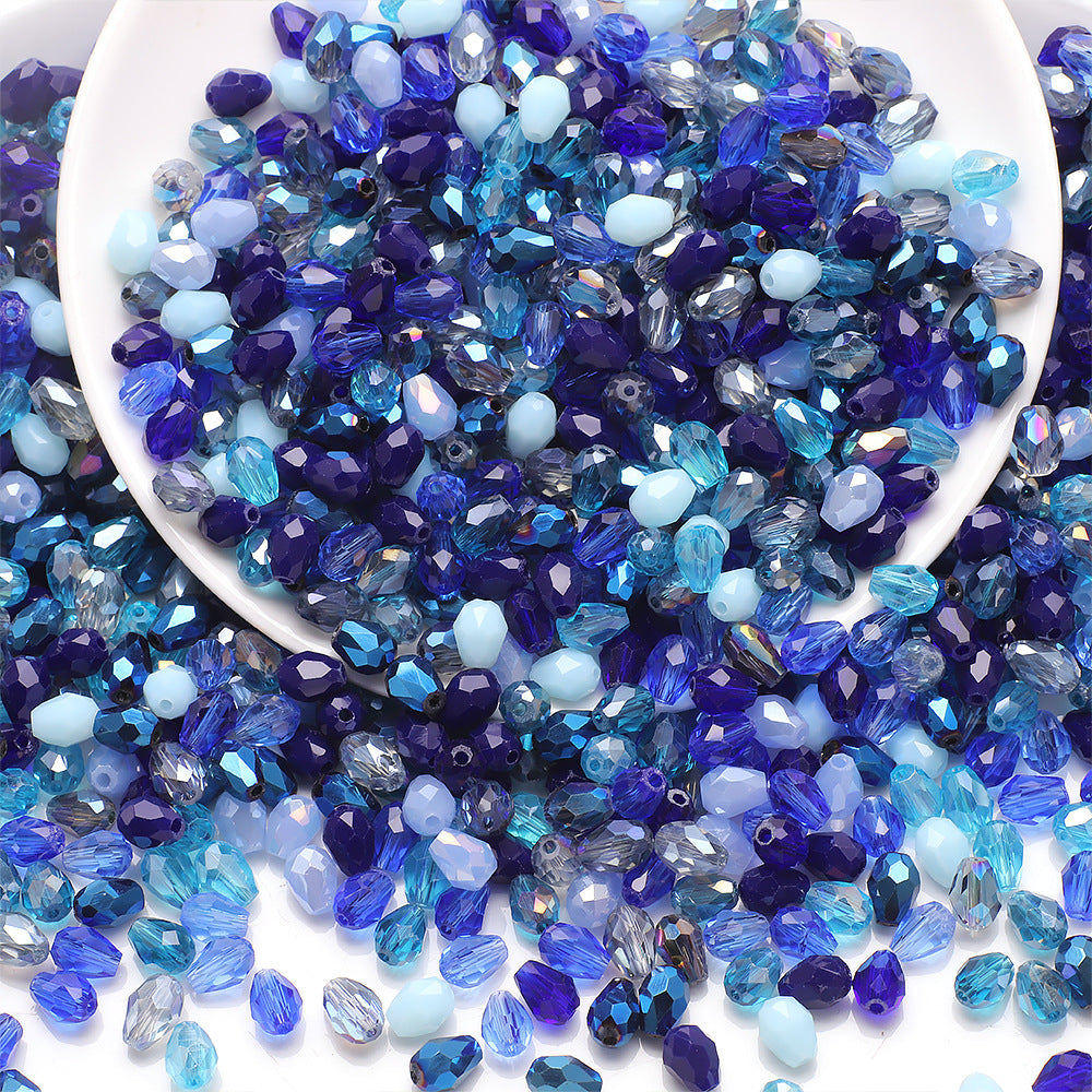 About 50pcs Medium‑Hole Teardrop Beads Color Assorted 6×8 Mesh Drop Glass Bead Strands, Loose Bulk Beads for DIY Bracelet, Necklace Craft Projects, Handmade Jewelry Decor Accessories