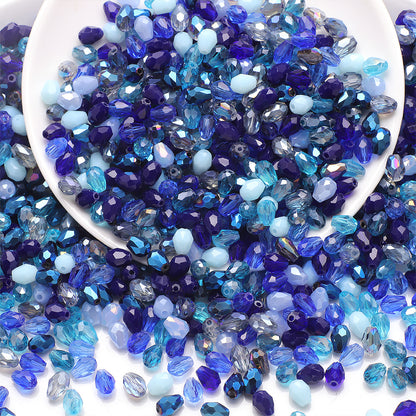 About 50pcs Medium‑Hole Teardrop Beads Color Assorted 6×8 Mesh Drop Glass Bead Strands, Loose Bulk Beads for DIY Bracelet, Necklace Craft Projects, Handmade Jewelry Decor Accessories