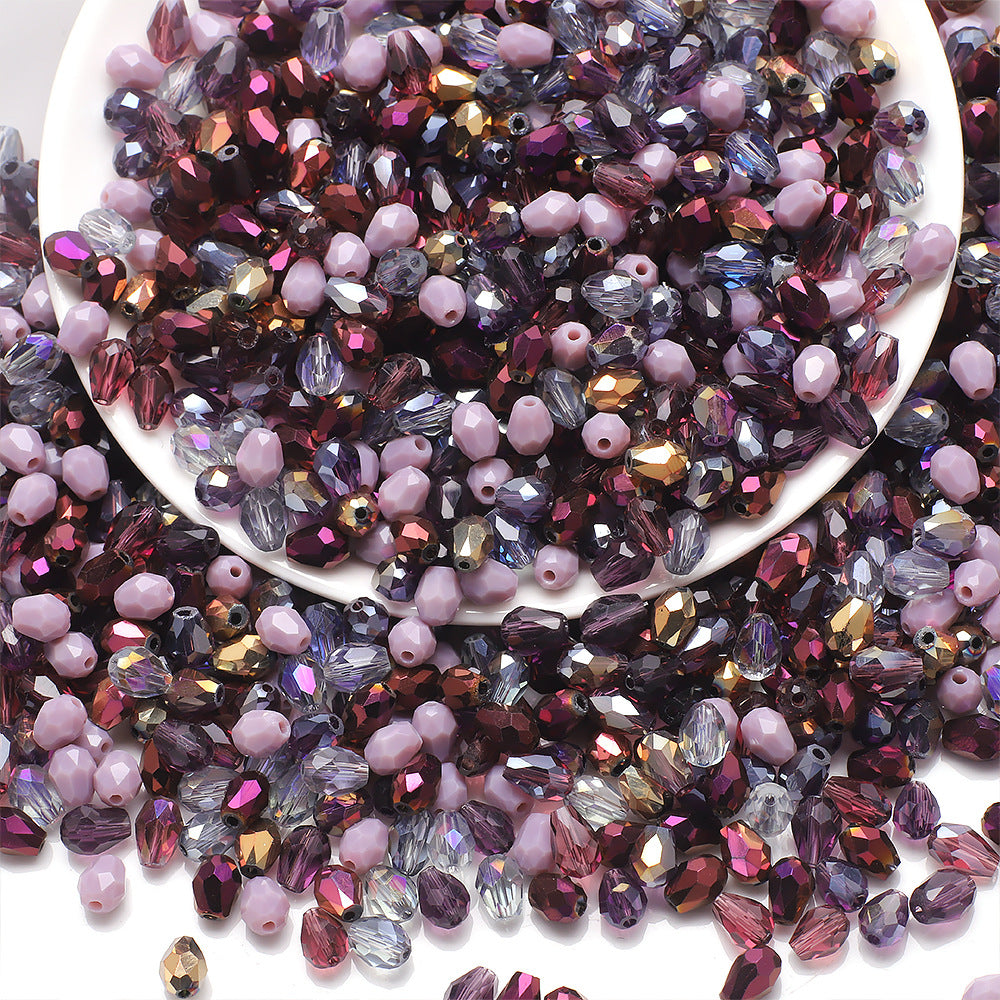 About 50pcs Medium‑Hole Teardrop Beads Color Assorted 6×8 Mesh Drop Glass Bead Strands, Loose Bulk Beads for DIY Bracelet, Necklace Craft Projects, Handmade Jewelry Decor Accessories