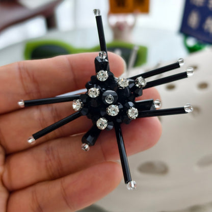 X2415 Hand Wrapped Beaded Crystal Glass 3D Flower Brooch Base, DIY Craft Accessories Supplies for Handmade Bracelet Necklace Earring Jewelry Making