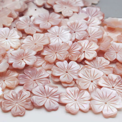 X2425 20mm Natural White Mother of Pearl & Queen Conch Shell 5-Petal Cherry Blossom Charms, Hand Carved Shell Flower Beads for DIY Ancient Hairpins Bracelets Necklaces Earrings, 1 Piece