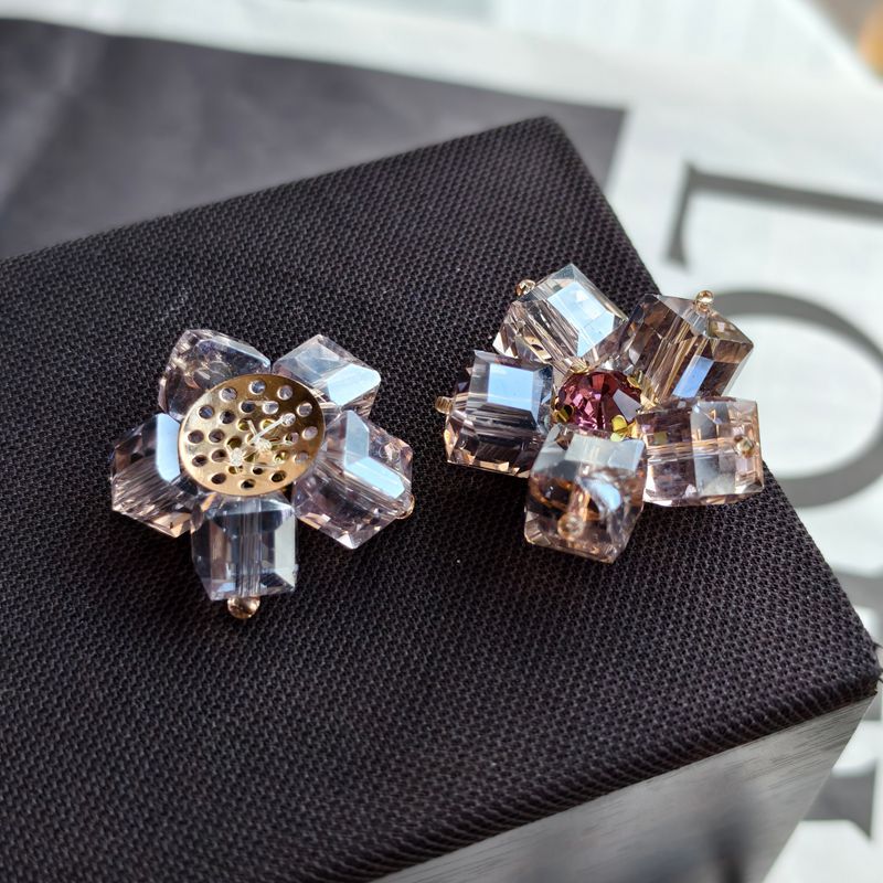 X2410  Hand Wrapped Square Sugar Rhinestone Crystal Glass Flower Half-finished Beads, DIY Craft Accessories for Handmade Bracelet Necklace Earring Jewelry Making Supplies