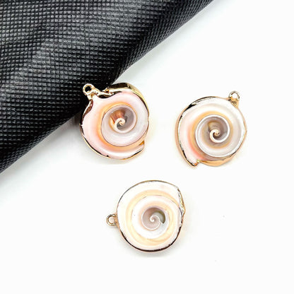 X2293 Natural sea shell with gold-gilded edges pendant for DIY handmade bracelet, necklace, earrings or other decorative accessories. Material: Natural sea shell