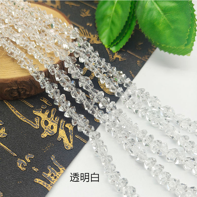 about 85/125pcs Irregular irregularly-shaped triangular faceted diamonds, colored crystal, glass, string beads, DIY bracelet, necklace, bead threading, loose bead, DIY decorative lighting accessory, bracelet, necklace, earrings, accessory materials