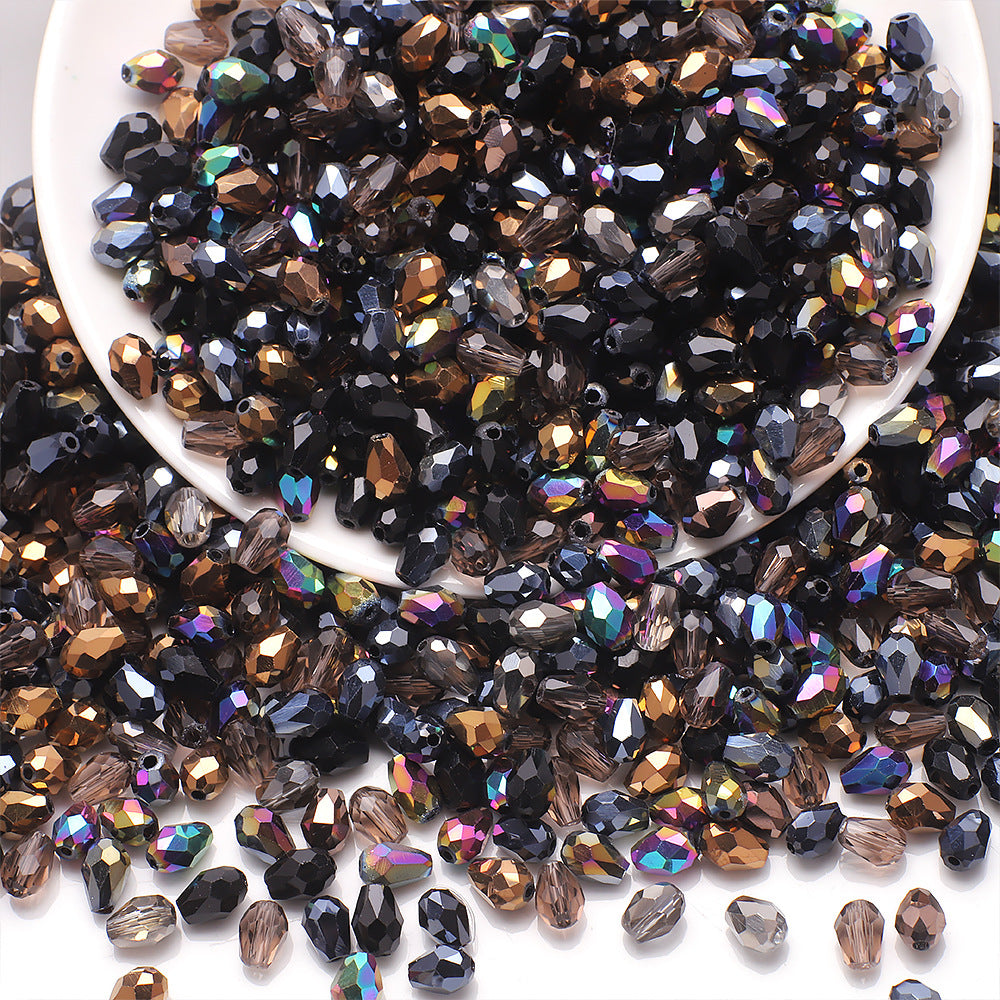 About 50pcs Medium‑Hole Teardrop Beads Color Assorted 6×8 Mesh Drop Glass Bead Strands, Loose Bulk Beads for DIY Bracelet, Necklace Craft Projects, Handmade Jewelry Decor Accessories