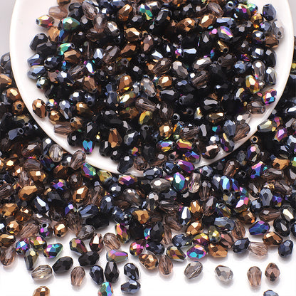 About 50pcs Medium‑Hole Teardrop Beads Color Assorted 6×8 Mesh Drop Glass Bead Strands, Loose Bulk Beads for DIY Bracelet, Necklace Craft Projects, Handmade Jewelry Decor Accessories