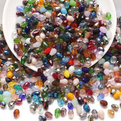 About 50pcs Medium‑Hole Teardrop Beads Color Assorted 6×8 Mesh Drop Glass Bead Strands, Loose Bulk Beads for DIY Bracelet, Necklace Craft Projects, Handmade Jewelry Decor Accessories