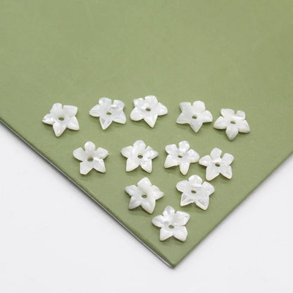 X2424 One Flower 6mm Natural Mother of Pearl Flower Beads, White Pink Yellow Black Shell Carved Bowl Flower Charms for DIY Earrings Bracelet Necklace Jewelry Making