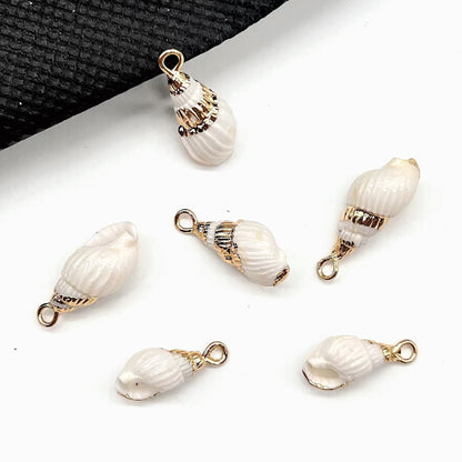 X2293 Natural sea shell with gold-gilded edges pendant for DIY handmade bracelet, necklace, earrings or other decorative accessories. Material: Natural sea shell