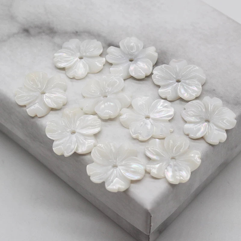 X2426 15/18/20mm mother-of-pearl powder shell five-petal cherry blossom DIY handmade bracelet, necklace, hairpin, hair accessory, clothing accessory, jewelry component material