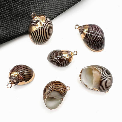 X2293 Natural sea shell with gold-gilded edges pendant for DIY handmade bracelet, necklace, earrings or other decorative accessories. Material: Natural sea shell
