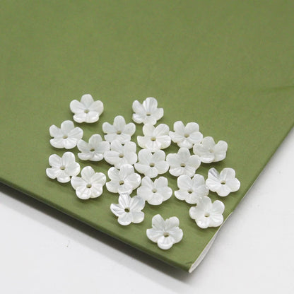 X2424 One Flower 6mm Natural Mother of Pearl Flower Beads, White Pink Yellow Black Shell Carved Bowl Flower Charms for DIY Earrings Bracelet Necklace Jewelry Making