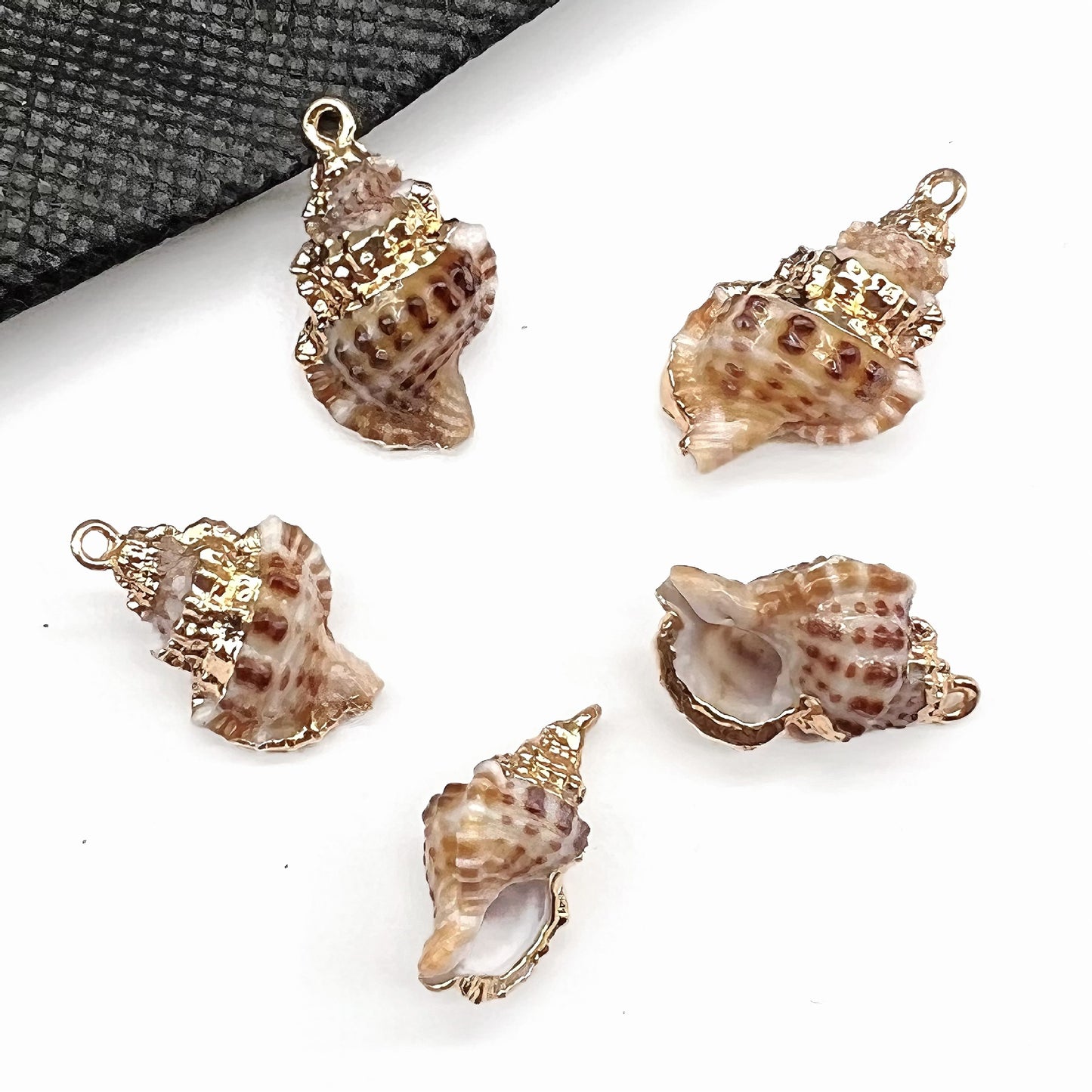 X2293 Natural sea shell with gold-gilded edges pendant for DIY handmade bracelet, necklace, earrings or other decorative accessories. Material: Natural sea shell