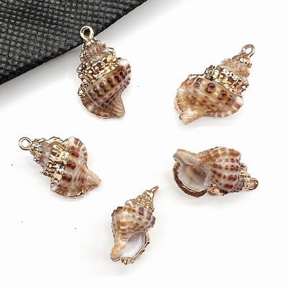X2293 Natural sea shell with gold-gilded edges pendant for DIY handmade bracelet, necklace, earrings or other decorative accessories. Material: Natural sea shell