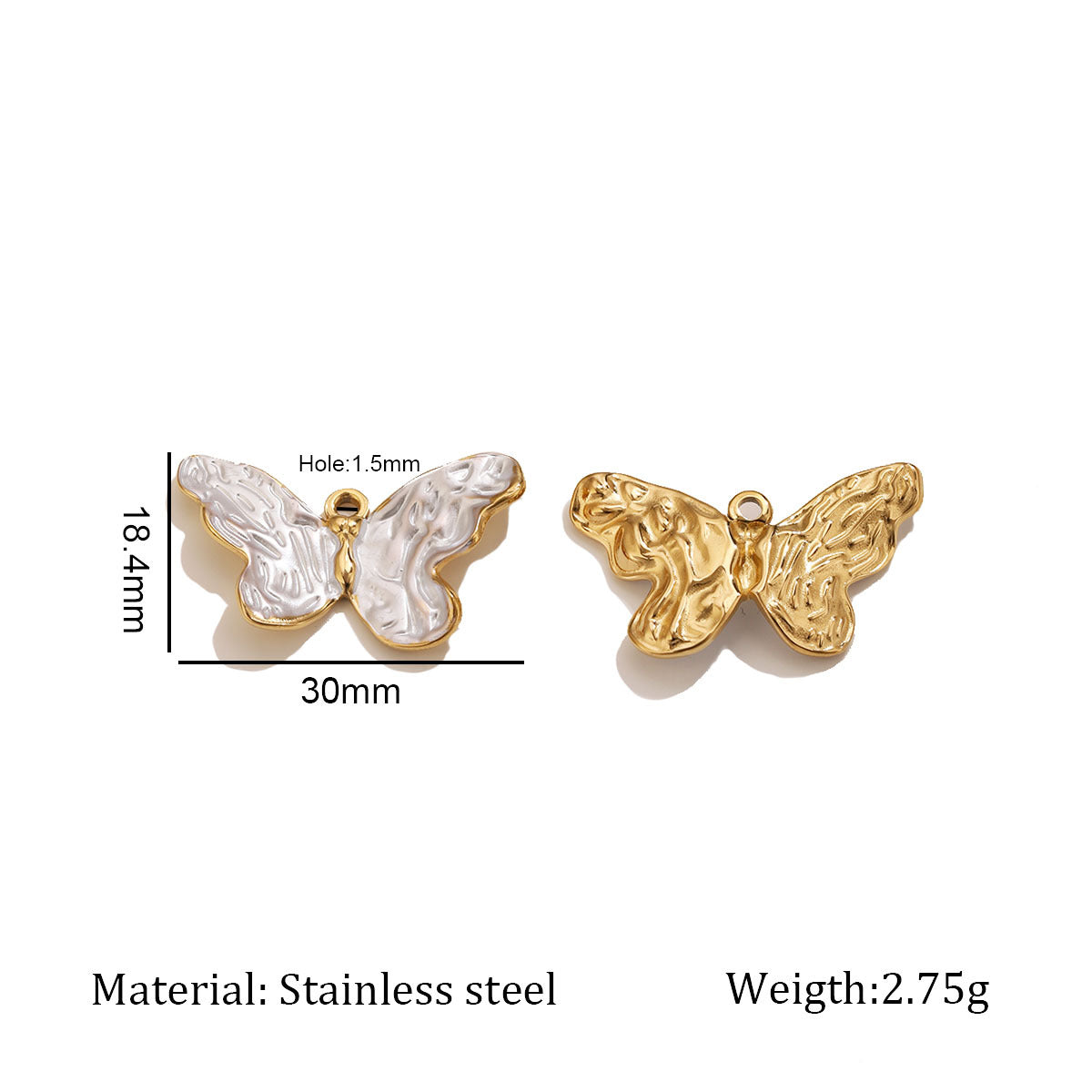 X2429 Luxury Minimalist Stainless Steel White Pearl Butterfly Flower Pendant, Handmade DIY Jewelry Making Supplies for Necklace Accessories