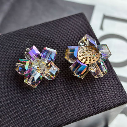 X2410  Hand Wrapped Square Sugar Rhinestone Crystal Glass Flower Half-finished Beads, DIY Craft Accessories for Handmade Bracelet Necklace Earring Jewelry Making Supplies