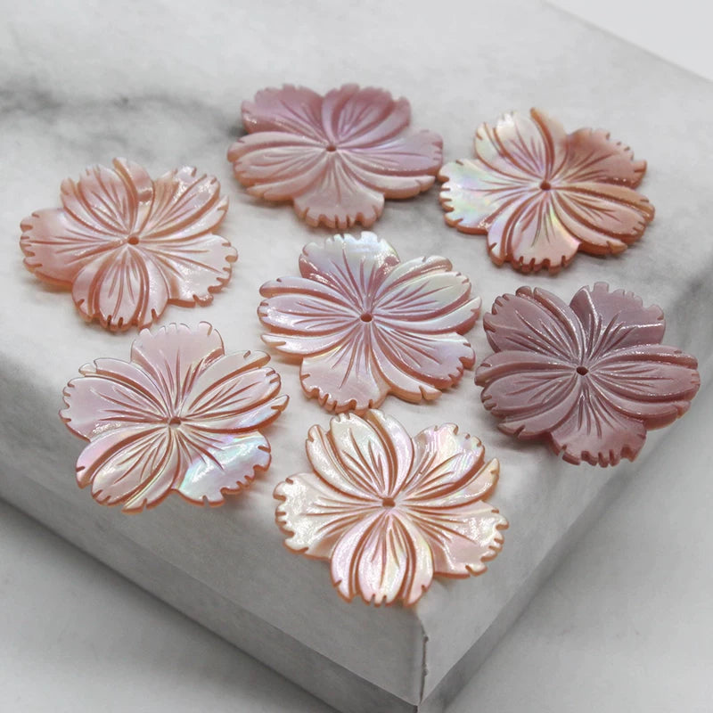 X2426 15/18/20mm mother-of-pearl powder shell five-petal cherry blossom DIY handmade bracelet, necklace, hairpin, hair accessory, clothing accessory, jewelry component material