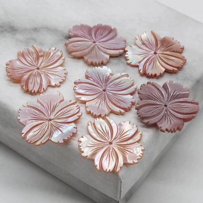 X2426 15/18/20mm mother-of-pearl powder shell five-petal cherry blossom DIY handmade bracelet, necklace, hairpin, hair accessory, clothing accessory, jewelry component material