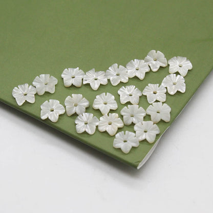 X2424 One Flower 6mm Natural Mother of Pearl Flower Beads, White Pink Yellow Black Shell Carved Bowl Flower Charms for DIY Earrings Bracelet Necklace Jewelry Making
