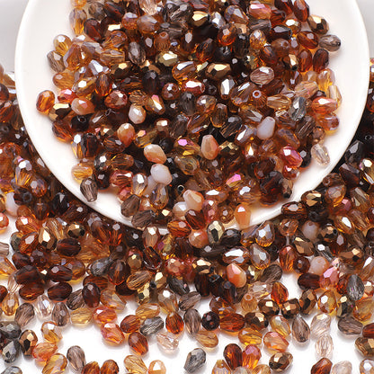 About 50pcs Medium‑Hole Teardrop Beads Color Assorted 6×8 Mesh Drop Glass Bead Strands, Loose Bulk Beads for DIY Bracelet, Necklace Craft Projects, Handmade Jewelry Decor Accessories
