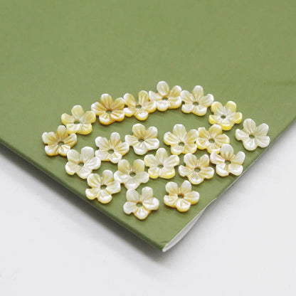 X2424 One Flower 6mm Natural Mother of Pearl Flower Beads, White Pink Yellow Black Shell Carved Bowl Flower Charms for DIY Earrings Bracelet Necklace Jewelry Making
