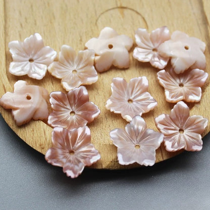 X2422 12mm Natural White Mother of Pearl 5 Petal Bowl Flower Beads, Hand Carved Shell Flower Charms for DIY Hanfu Hairpin